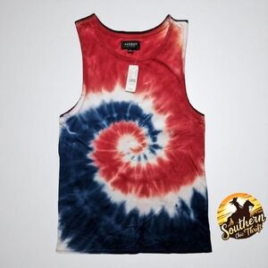 PacSun Red and Blue Tie-Dye Tank Top